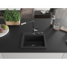 Mexen Milo žulový dřez 1-komorový s kuchyňskou baterií Flora, černý/stříbrný metalický - 6505-73-670401-07-B