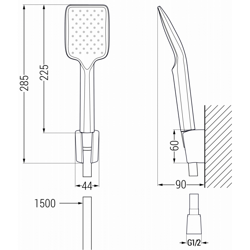 Mexen Pecos R62 vanová baterie se sprchovou soupravou, černá - 7273R62-70