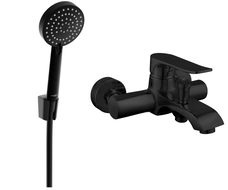 Mexen Pecos R75 vanová baterie se sprchovou soupravou, černá - 7273R75-70