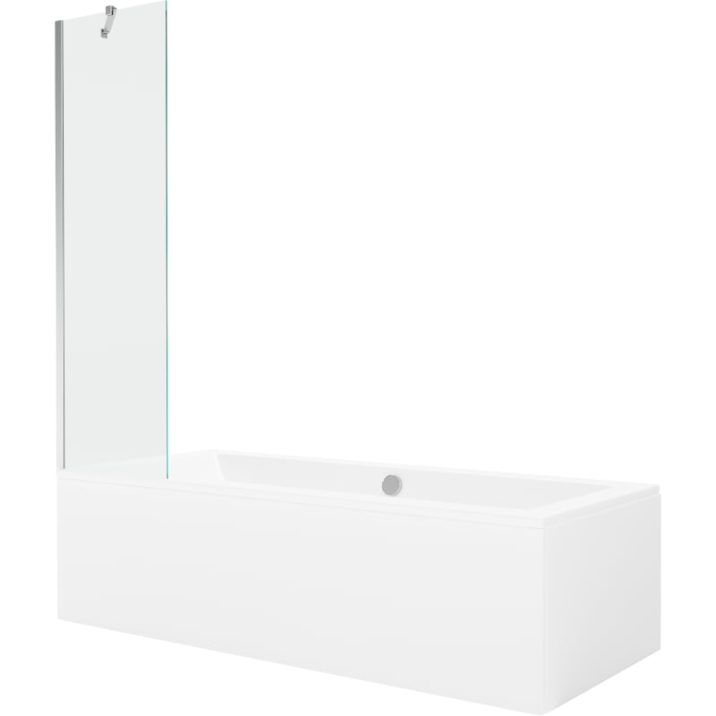 Mexen Cube obdélníková vana 170 x 80 cm s obložením a jedním křídlovým zástěnou 50 cm, transparentní, chrom