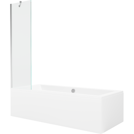 Mexen Cube obdélníková vana 170 x 80 cm s obložením a jedním křídlovým zástěnou 50 cm, transparentní, chrom