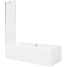 Mexen Cube obdélníková vana 170 x 80 cm s pláštěm a jednokřídlým zástěnou 50 cm, transparentní, chrom