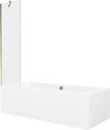 Mexen Cube obdélníková vana 170 x 80 cm s krytem a 1-křídlovou zástěnou 50 cm, transparentní, zlatá