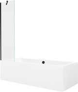 Mexen Cube obdélníková vana 170 x 80 cm s panelovým designem a 1-křídlým paravanem 50 cm, průhledná, černá