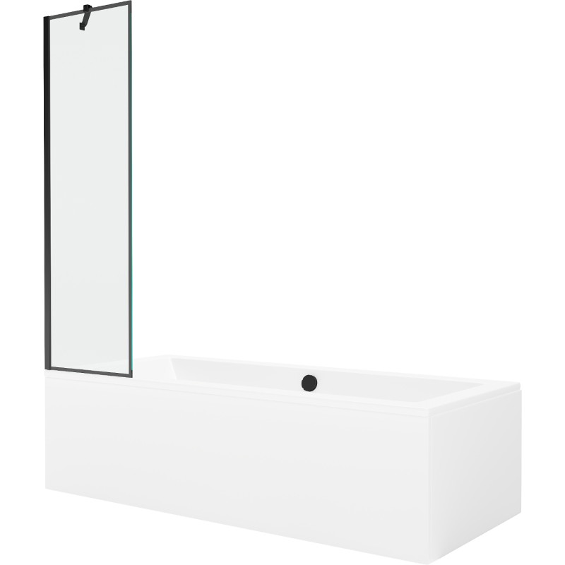 Mexen Cube obdélníková vana 170 x 80 cm s krytem a 1-křídlým zástěnou 50 cm, černý vzor - 550517080X9505007070