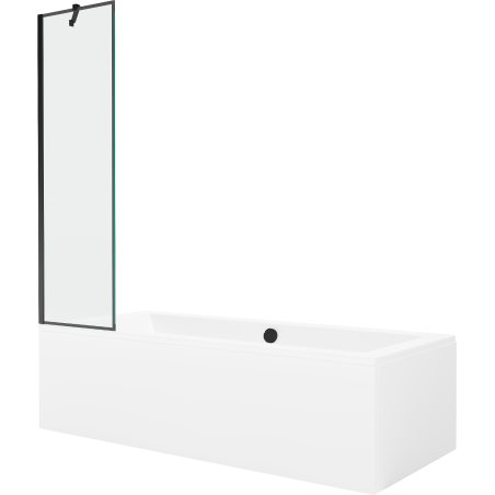 Mexen Cube obdélníková vana 170 x 80 cm s krytem a jednokřídlým paravánem 50 cm, černý vzor - 550517080X9505007070