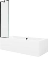 Mexen Cube obdélníková vana 170 x 80 cm s krytem a jednokřídlým paravánem 50 cm, černý vzor - 550517080X9505007070