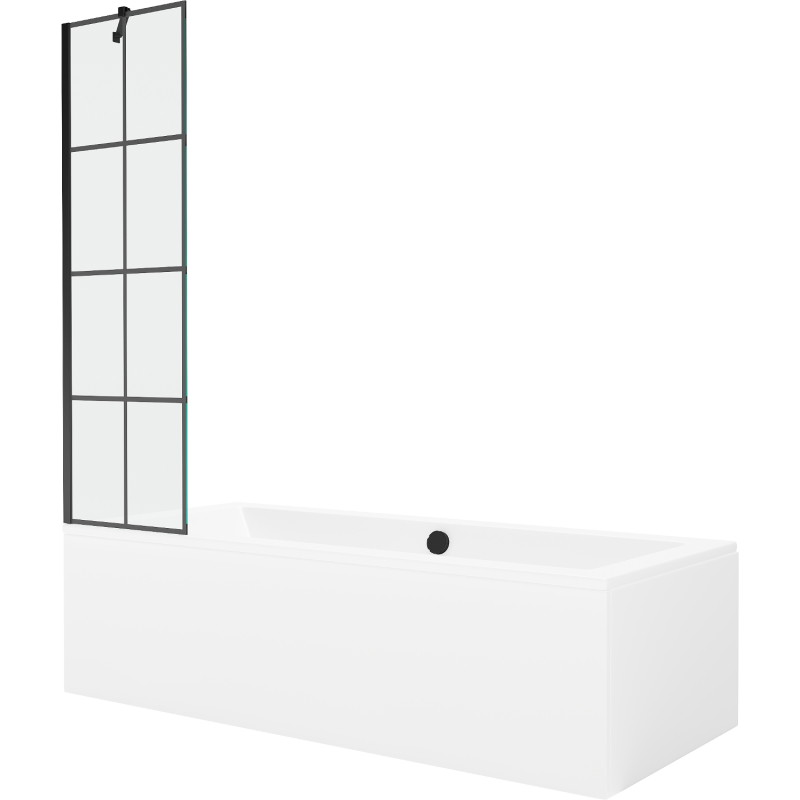 Mexen Cube obdélníková vana 170 x 80 cm s obložením a 1-křídlovou zástěnou 50 cm, černý vzor - 550517080X9505007077