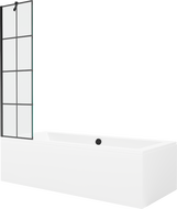 Mexen Cube obdélníková vana 170 x 80 cm s krytem a 1křídlovou zástěnou 50 cm, černý vzor - 550517080X9505007077