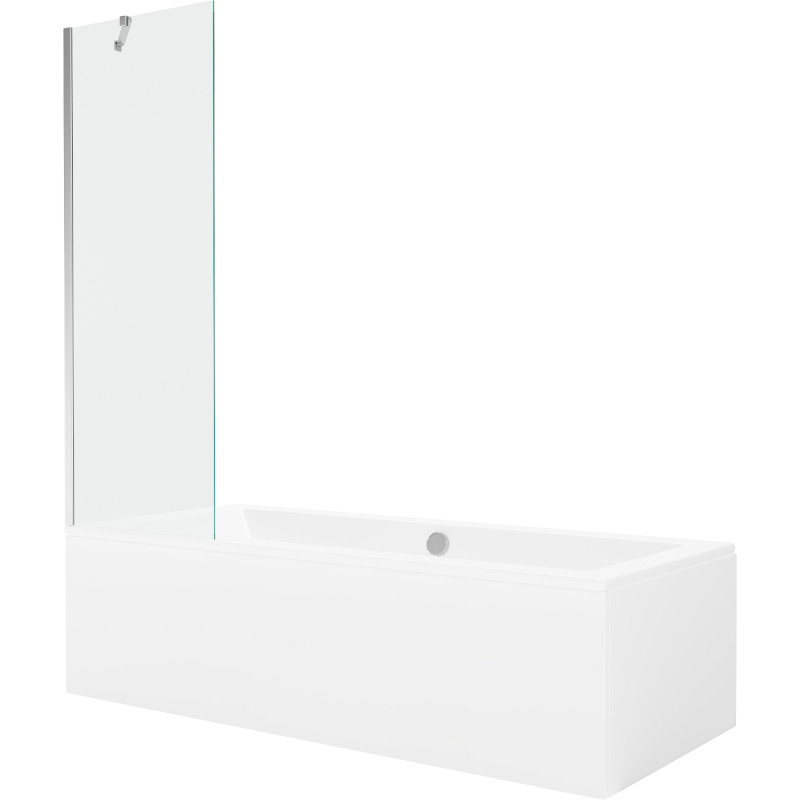 Mexen Cube obdélníková vana 170 x 80 cm s krytem a 1křídlou zástěnou 60 cm, transparentní, chrom - 550517080X9506000001