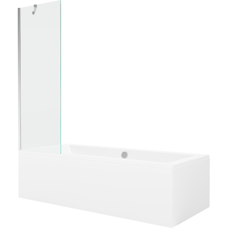 Mexen Cube obdélníková vana 170 x 80 cm s krytem a 1křídlou zástěnou 60 cm, transparentní, chrom - 550517080X9506000001