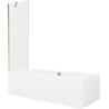 Mexen Cube obdélníková vana 170 x 80 cm s krytem a jednokřídlým zástěnou 60 cm, transparentní, zlatá