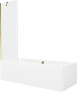 Mexen Cube obdélníková vana 170 x 80 cm s krytem a jednokřídlým zástěnou 60 cm, transparentní, zlatá