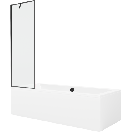 Mexen Cube obdélníková vana 170 x 80 cm s obkladem a jednokřídlým zástěnou 60 cm, černý vzor - 550517080X9506007070