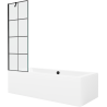 Mexen Cube obdélníková vana 170 x 80 cm s krytem a jednokřídlou zástěnou 60 cm, černý vzor - 550517080X9506007077