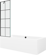 Mexen Cube obdélníková vana 170 x 80 cm s krytem a jednokřídlou zástěnou 60 cm, černý vzor - 550517080X9506007077