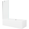 Mexen Cube obdélníková vana 170 x 80 cm s obudovou a jednokřídlou přepážkou 70 cm, transparentní, chrom
