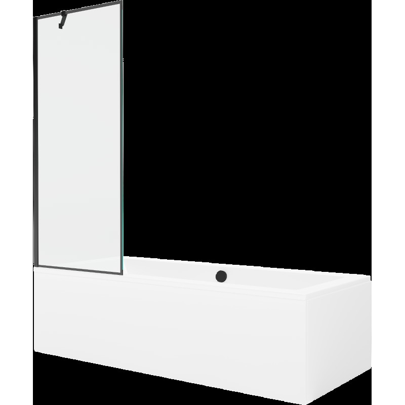 Mexen Cube obdélníková vana 170 x 80 cm s pláštěm 1-křídlovou zástěnou 70 cm, Černý vzor - 550517080X9507007070