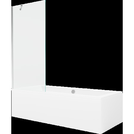 Mexen Cube obdélníková vana 170 x 80 cm s pláštěm 1-křídlovou zástěnou 80 cm, Průhledné, Chromovaná - 550517080X9508000001