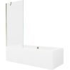 Mexen Cube obdélníková vana 170 x 80 cm s konstrukcí a jednokřídlou zástěnou 80 cm, transparentní, zlatá