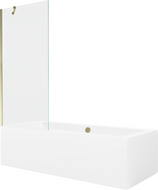 Mexen Cube obdélníková vana 170 x 80 cm s obložením a jednokřídlou zástěnou 80 cm, transparentní, zlatá