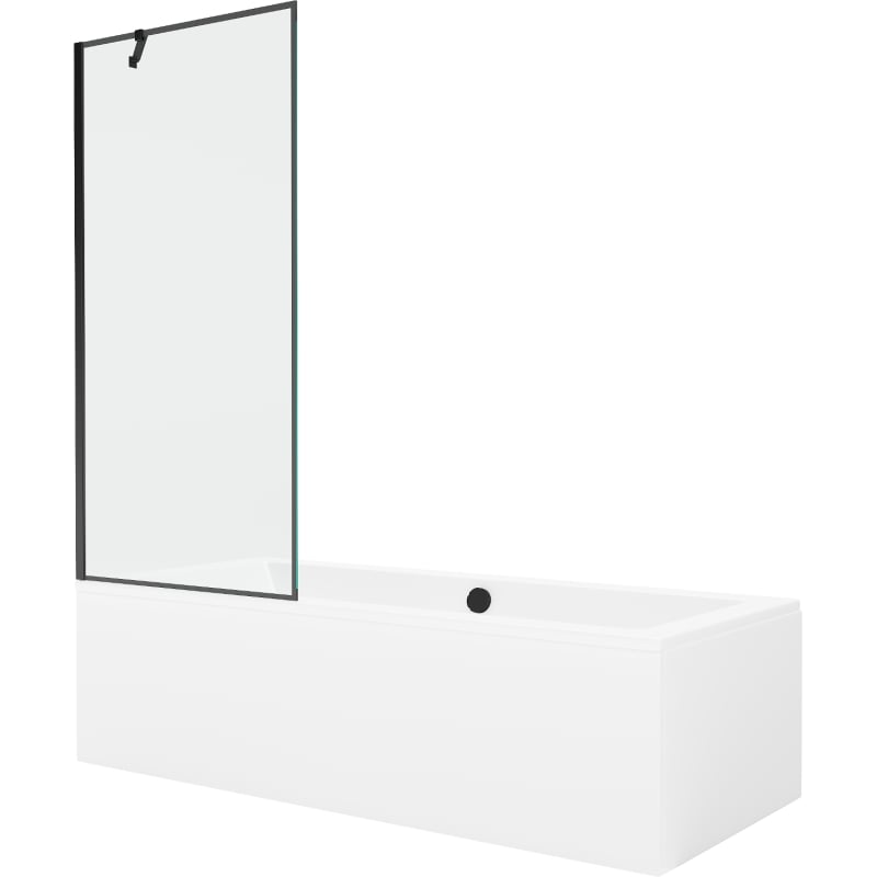 Mexen Cube obdélníková vana 170 x 80 cm s krytem a 1-křídlovou zástěnou 80 cm, černý vzor - 550517080X9508007070