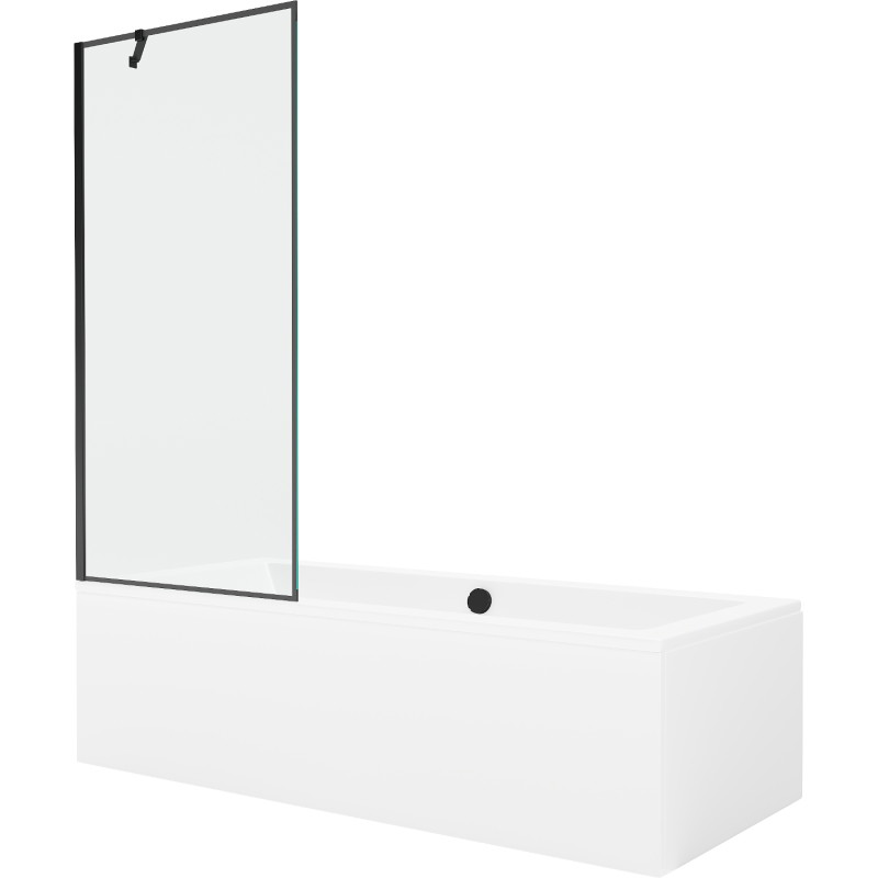 Mexen Cube obdélníková vana 170 x 80 cm s krytem a jednokřídlým paravánem 80 cm, černý vzor - 550517080X9508007070