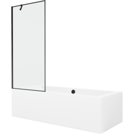 Mexen Cube obdélníková vana 170 x 80 cm s krytem a 1-křídlovou zástěnou 80 cm, černý vzor - 550517080X9508007070