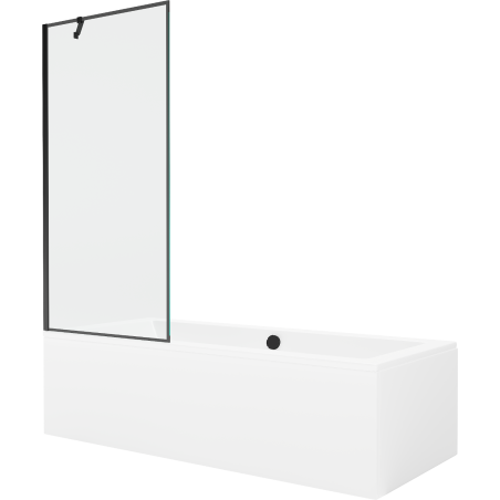 Mexen Cube obdélníková vana 170 x 80 cm s krytem a jednokřídlým paravánem 80 cm, černý vzor - 550517080X9508007070