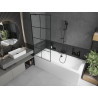 Mexen Cube obdélníková vana 170 x 80 cm s opláštěním a jednokřídlou zástěnou 80 cm, černý vzor