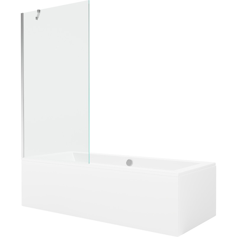 Mexen Cube obdélníková vana 170 x 80 cm s obkladem a jedním jednokřídlým screenem 90 cm, transparentní, chrom