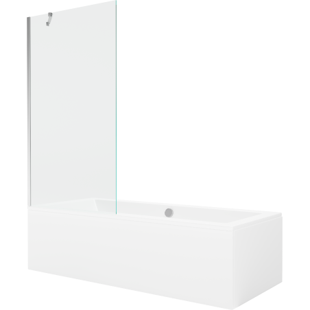 Mexen Cube obdélníková vana 170 x 80 cm s obkladem a jedním jednokřídlým screenem 90 cm, transparentní, chrom