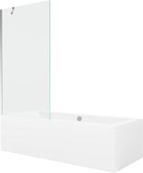 Mexen Cube obdélníková vana 170 x 80 cm s obkladem a 1-křídlovou zástěnou 90 cm, transparentní, chrom