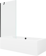 Mexen Cube obdélníková vana 170 x 80 cm s krytem a jednokřídlým paravanem 90 cm, transparentní, černá