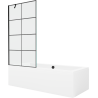 Mexen Cube obdélníková vana 170 x 80 cm s krytem a jednokřídlovou zástěnou 90 cm, černý vzor - 550517080X9509007077