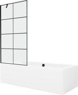 Mexen Cube obdélníková vana 170 x 80 cm s krytem a jednokřídlovou zástěnou 90 cm, černý vzor - 550517080X9509007077