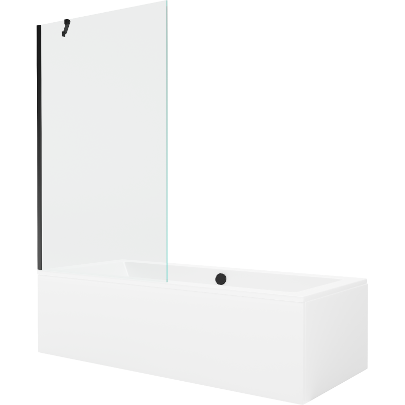 Mexen Cube obdélková vana 170 x 80 cm s krytem a 1-křídlovou zástěnou 100 cm, transparentní, černá - 550517080X9510000070