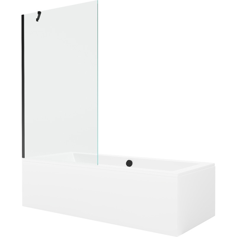 Mexen Cube obdélníková vana 170 x 80 cm s obložením a jednodílnou zástěnou 100 cm, transparentní, černá