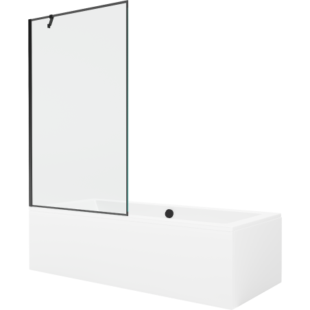 Mexen Cube obdélníková vana 170 x 80 cm s krytem a jednokřídlou zástěnou 100 cm, černý vzor - 550517080X9510007070