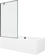 Mexen Cube obdélníková vana 170 x 80 cm s krytem a 1-dveřovou zástěnou 100 cm, černý vzor - 550517080X9510007070
