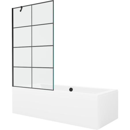 Mexen Cube obdélníková vana 170 x 80 cm s obkladem a jednokřídlovou zástěnou 100 cm, černý vzor - 550517080X9510007077