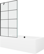 Mexen Cube obdélníková vana 170 x 80 cm s obkladem a jednokřídlovou zástěnou 100 cm, černý vzor - 550517080X9510007077
