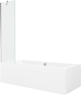 Mexen Cube obdélníková vana 180 x 80 cm s obložením a 1-křídlou zástěnou 50 cm, transparentní, chrom