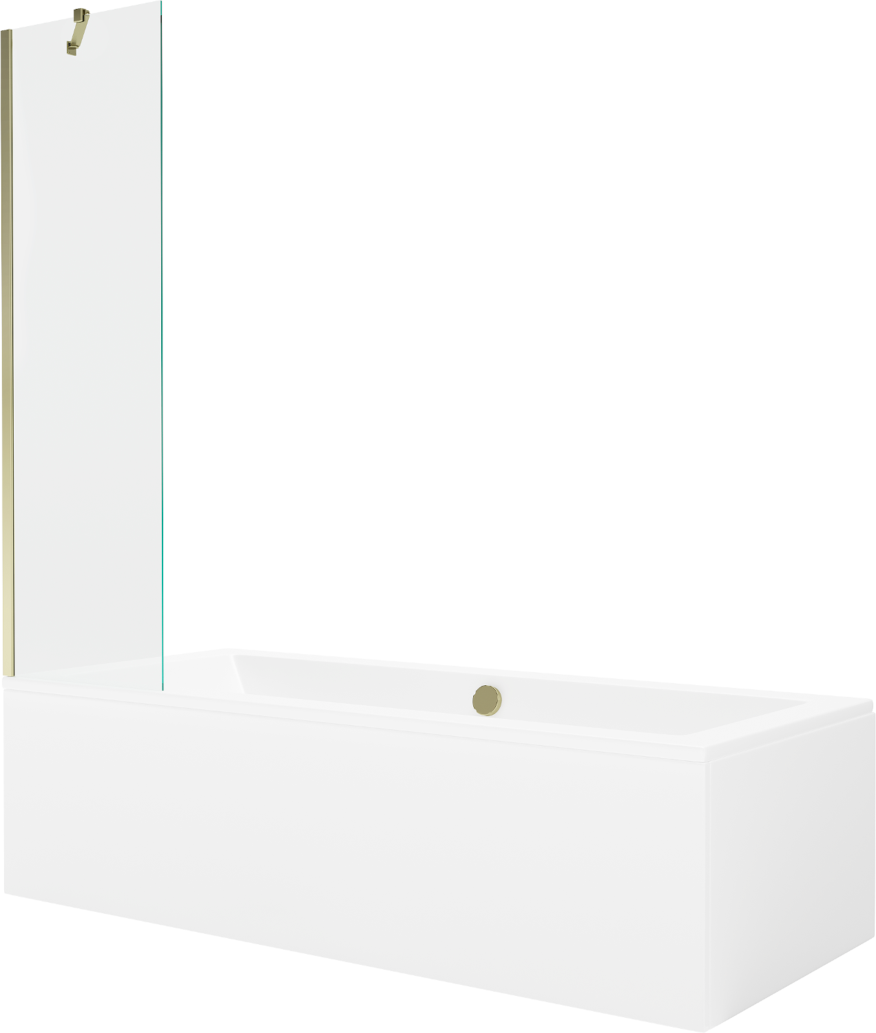 Mexen Cube obdélníková vana 180 x 80 cm s pláštěm 1-křídlovou zástěnou 50 cm, Průhledné, zlatá - 550518080X9505000050