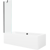 Mexen Cube obdélníková vana 180 x 80 cm s obložením a 1-křídlovou zástěnou 50 cm, transparentní, černá