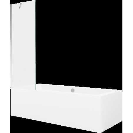 Mexen Cube obdélníková vana 180 x 80 cm s pláštěm 1-křídlovou zástěnou 60 cm, Průhledné, Chromovaná - 550518080X9506000001