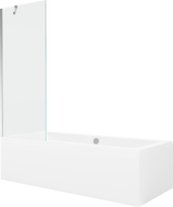 Mexen Cube obdélníková vana 180 x 80 cm s opláštěním a jednodílnou zástěnou 70 cm, transparentní, chrom