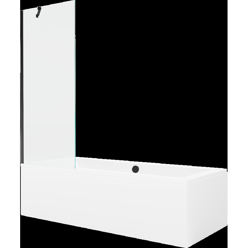 Mexen Cube obdélníková vana 180 x 80 cm s pláštěm 1-křídlovou zástěnou 70 cm, Průhledné, Černá - 550518080X9507000070