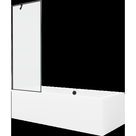 Mexen Cube obdélníková vana 180 x 80 cm s pláštěm 1-křídlovou zástěnou 70 cm, Černý vzor - 550518080X9507007070