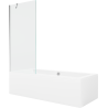 Mexen Cube obdélníková vana 180 x 80 cm s krytem a jednokřídlou zástěnou 80 cm, transparentní, chrom